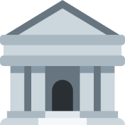 An emoji of a bank